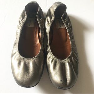 Lanvin Silver Women’s Leather Ballet Flats 38